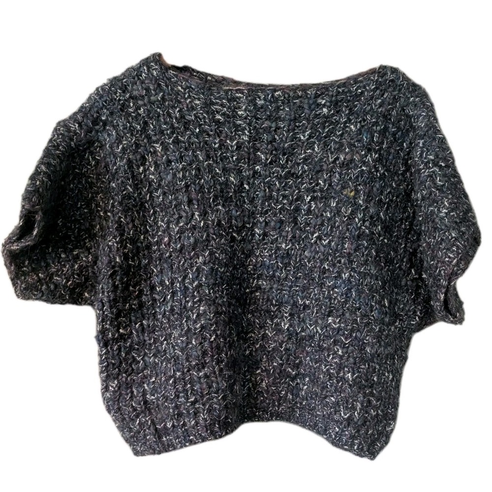 Women Med Vtg 80's Rag Knit  Crop‎ Wool Blend Pullover Valley Girl Ringwald